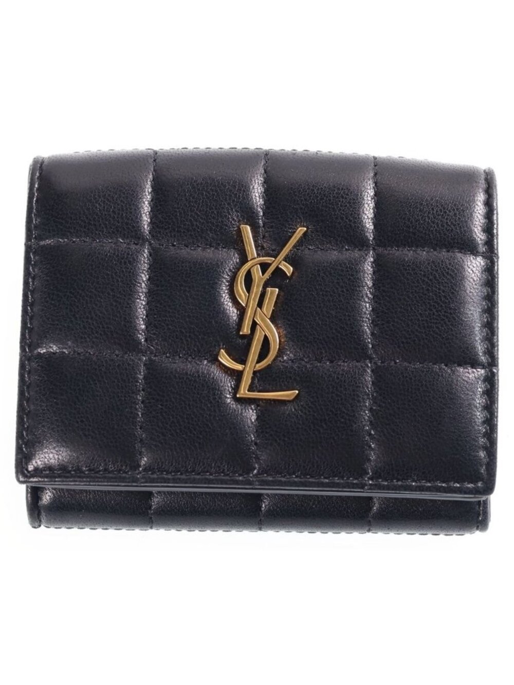 Saint Laurent Paris Trifold Wallet Compact Lambskin Black